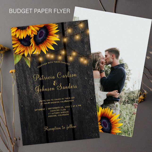 Flyer Convite de casamento em madeira florais rústicos o (Criador carregado)