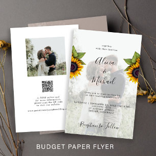 Flyer Convite de casamento em papel fotográfico com QR C