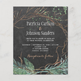 Flyer Convite de casamento em quadro-negro de natureza d