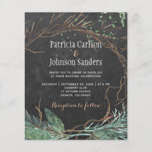 Flyer Convite de casamento em quadro-negro de natureza d