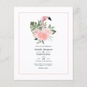 Flyer Convite de Casamento Exótico Flamingo Rosa Tropica