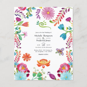 Flyer Convite de Casamento Fiesta Mexicana Floral Aquare