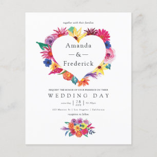 Flyer Convite de Casamento Floral Aquarela Fiesta Orçame