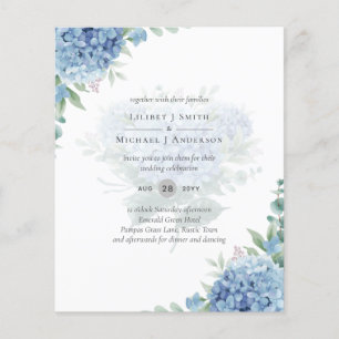 Flyer Convite de Casamento Floral com Hortênsia Azul Mod