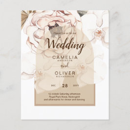 Flyer Convite de casamento Floral de Champanhe Rosa Leve