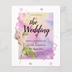 Flyer Convite de Casamento Floral de Lírio Calla Rosa Le