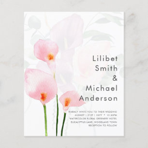 Flyer Convite de Casamento Floral de Lírio Calla Rosa Le