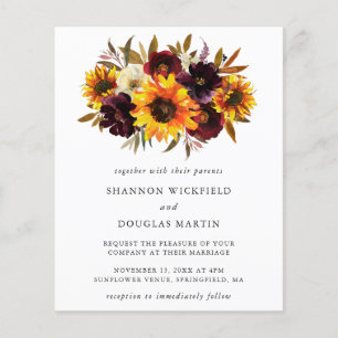 Flyer Convite de Casamento Floral de Outono com Orçament