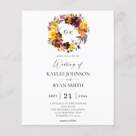 Flyer Convite de Casamento Floral de Outono Laranja e Am