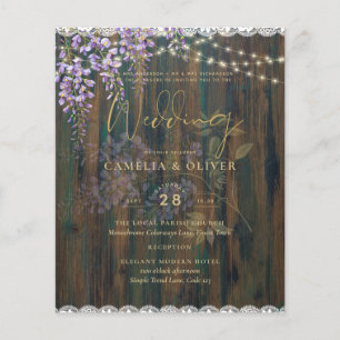 Flyer Convite de Casamento Floral de Renda Rústica LEAHG