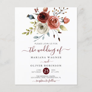 Flyer Convite de Casamento Floral em Aquarela Outono Eco