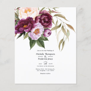 Flyer Convite de casamento floral em veludo profundo