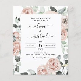 Flyer Convite de Casamento Floral Esmeralda Verde Orçame