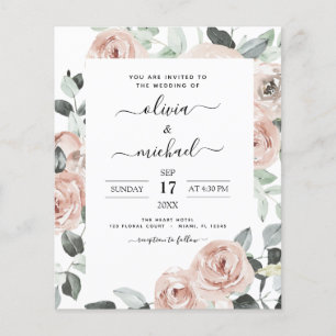 Flyer Convite de Casamento Floral Esmeralda Verde Orçame