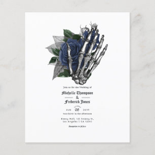 Flyer Convite de Casamento Floral Gótico Azul Marinho