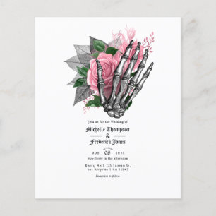 Flyer Convite de Casamento Floral Gótico Rosa