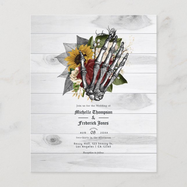 Flyer Convite de Casamento Floral Gótico Rústico de Outo (Frente)