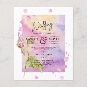 Flyer Convite de casamento Floral Leah G Pink Calla Lily