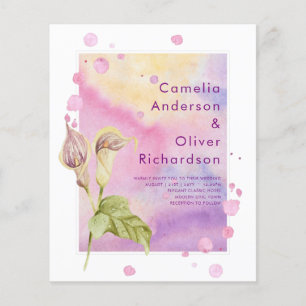 Flyer Convite de casamento Floral Leah G Pink Calla Lily