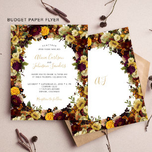 Flyer Convite de casamento floral outono econômico