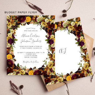 Flyer Convite de casamento floral outono econômico