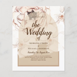 Flyer Convite de Casamento Floral Rosa Champanhe LeahG B