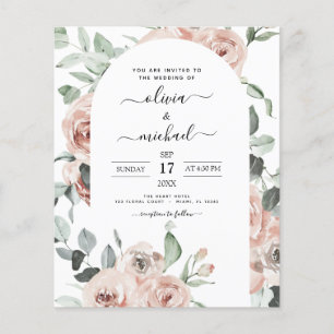 Flyer Convite de Casamento Floral Rosa Po dusty orçament
