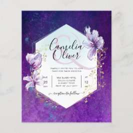 Flyer Convite de casamento Floral Roxo de Plum