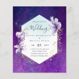 Flyer Convite de casamento Floral Roxo de Plum