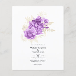 Flyer Convite de Casamento Floral Roxo e Marfim