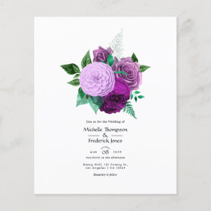 Flyer Convite de Casamento Floral Roxo e Verde