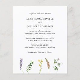 Flyer Convite de casamento floral rústico com orçamento 