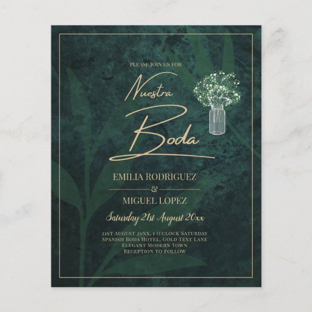 Flyer Convite de casamento FOTO Forest Green (Frente)