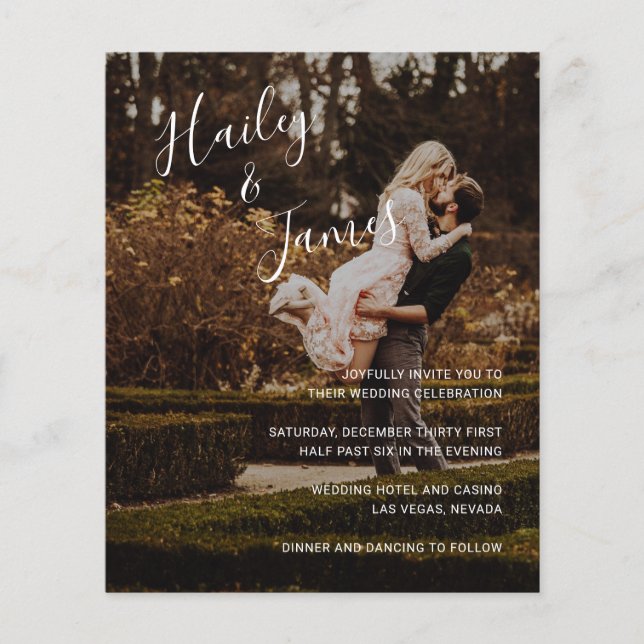 Flyer Convite de Casamento Foto Orçamento Moderno e Eleg (Frente)