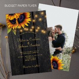 Flyer Convite de casamento FOTO para madeira floral russ