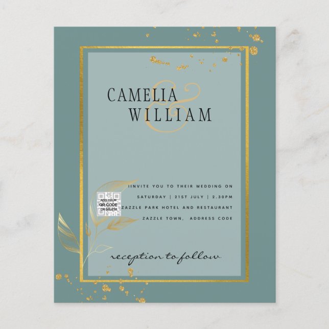 Flyer CONVITE DE CASAMENTO FOTOGRÁFICO CÓDIGO QR Rsvp Ve (Frente)