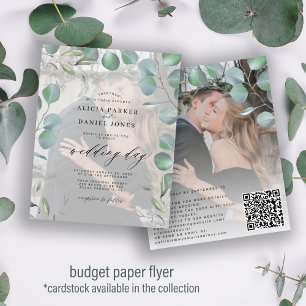 Flyer Convite de casamento fotográfico com eucalipto ele