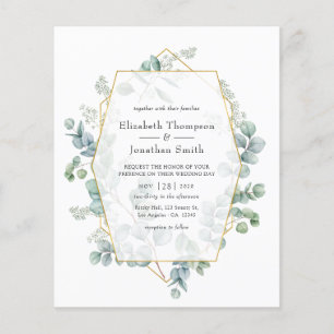 Flyer Convite de Casamento Geométrico de Eucalipto Sage 