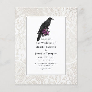 Flyer Convite de Casamento Gótico com Flores e Renda no