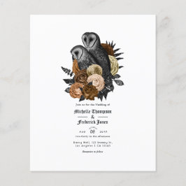 Flyer Convite de Casamento Gótico de Corujas Âmbar Vinta