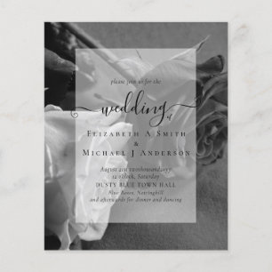 Flyer Convite de casamento Gótico de rosas brancas e pr