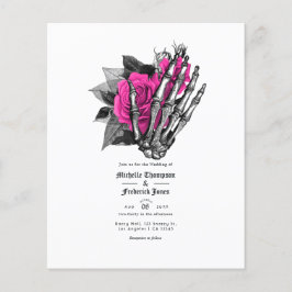 Flyer Convite de casamento gótico floral rosa quente