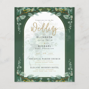 Flyer Convite de Casamento Greenery Gold ORÇAMENTO