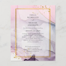 Flyer Convite de Casamento INK Rosa Roxo Lavanda Dourado