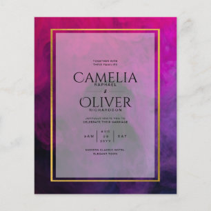 Flyer Convite de Casamento INK Roxo Magenta Ameixa Inten