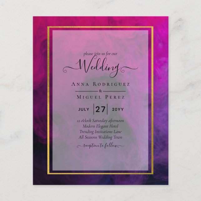 Flyer Convite de casamento Intenso de TINTA Púrpura de M (Frente)
