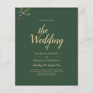 Flyer Convite de Casamento JUNIPER Verde Dourado Moderno
