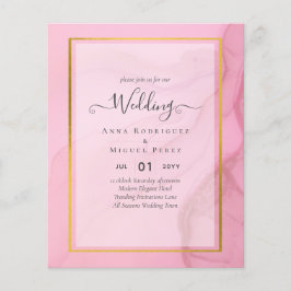 Flyer Convite de Casamento LeahG Blush Rosa Dourado INK