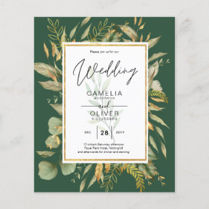 Flyer Convite de casamento LeahG Emerald Green Greenery