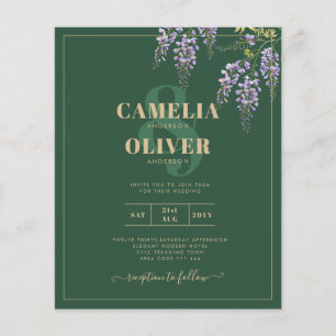Flyer Convite de casamento LeahG Green Purple WISTERIA
